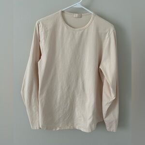 Nuuds Cream Long Sleeve Knit T-Shirt Curved Hem made in Turkey Men's size Medium